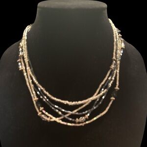 Elegant Black and Silver Multi-Strand Necklace